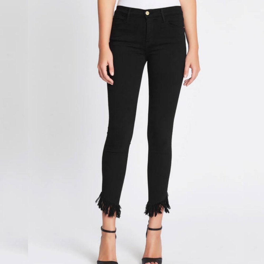 FRAME Denim Le High Skinny Shredded Raw Jeans 26